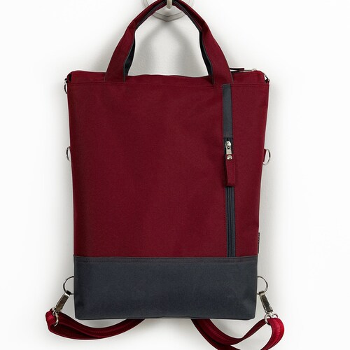 Canvas Convertible Backpack Messenger and Crossbody Bag Etsy