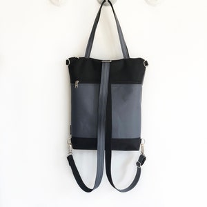 Convertible Waterproof Backpack: Grey & Black Vegan Rucksack - ArisBag