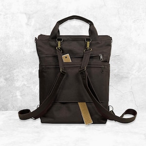 Sac à dos convertible unisexe marron et sac de voyage à bandoulière, sac étanche pour ordinateur portable avec pochette pour bagage fourre-tout 3 en 1 + sac à dos + bandoulière