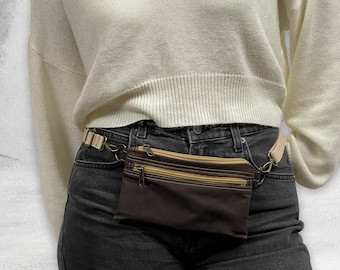 Waxed Canvas Fanny Pack: Vegan Belt Bag, Minimalist Hip Bag