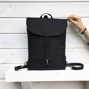 Waxed Canvas Convertible Backpack: Slim Water-Resistant Travel Bag
