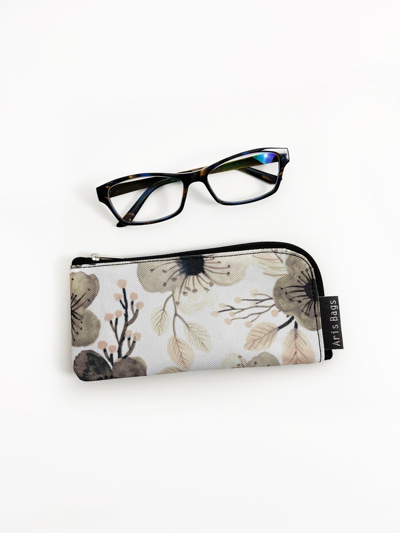 Floral Glasses Case, Glasses Pouch, Zippered Pouch, Women Eyeglasses Case, Zippered Sunglasses Purse, Small Flowers Purse, Mini Zipp Bag image 9