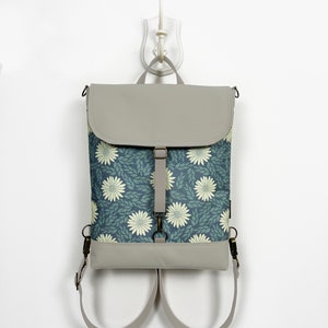 Daisy Floral Backpack Crossbody Bag, Custom Sizes & Patterns, Slim Convertible Design, Adjustable Strap, Handmade Boho Bag