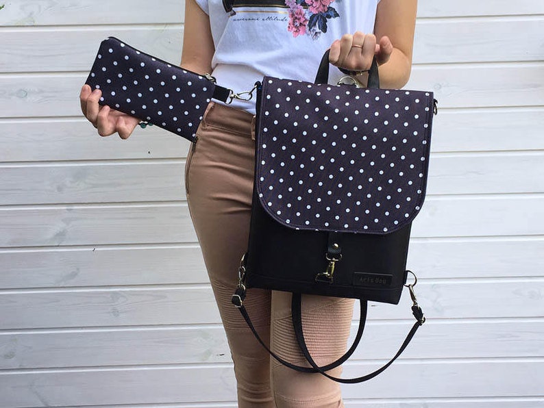 Black Polka dots Disney Backpack Waterproof Crossbody bag