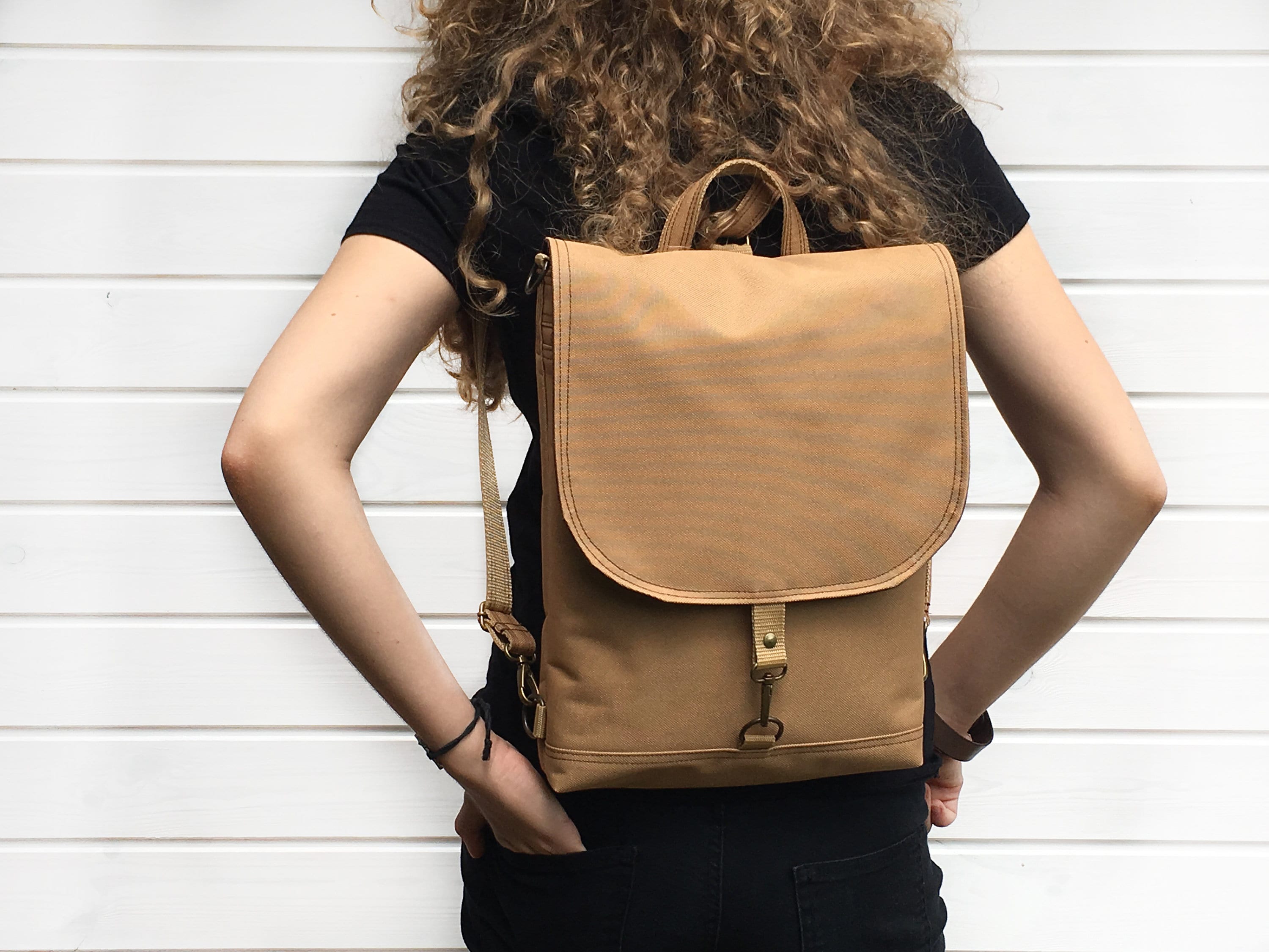 Mustard Laptop Backpack Yellow Convertible Backpack Etsy Hong Kong