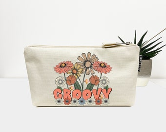 Floral Make Up Bag, Women Travel Pouch, Meadow floral Purse, Cottagecore Women Purse, Bridesmaid Gift, Gift for Wife, Gift for Mom