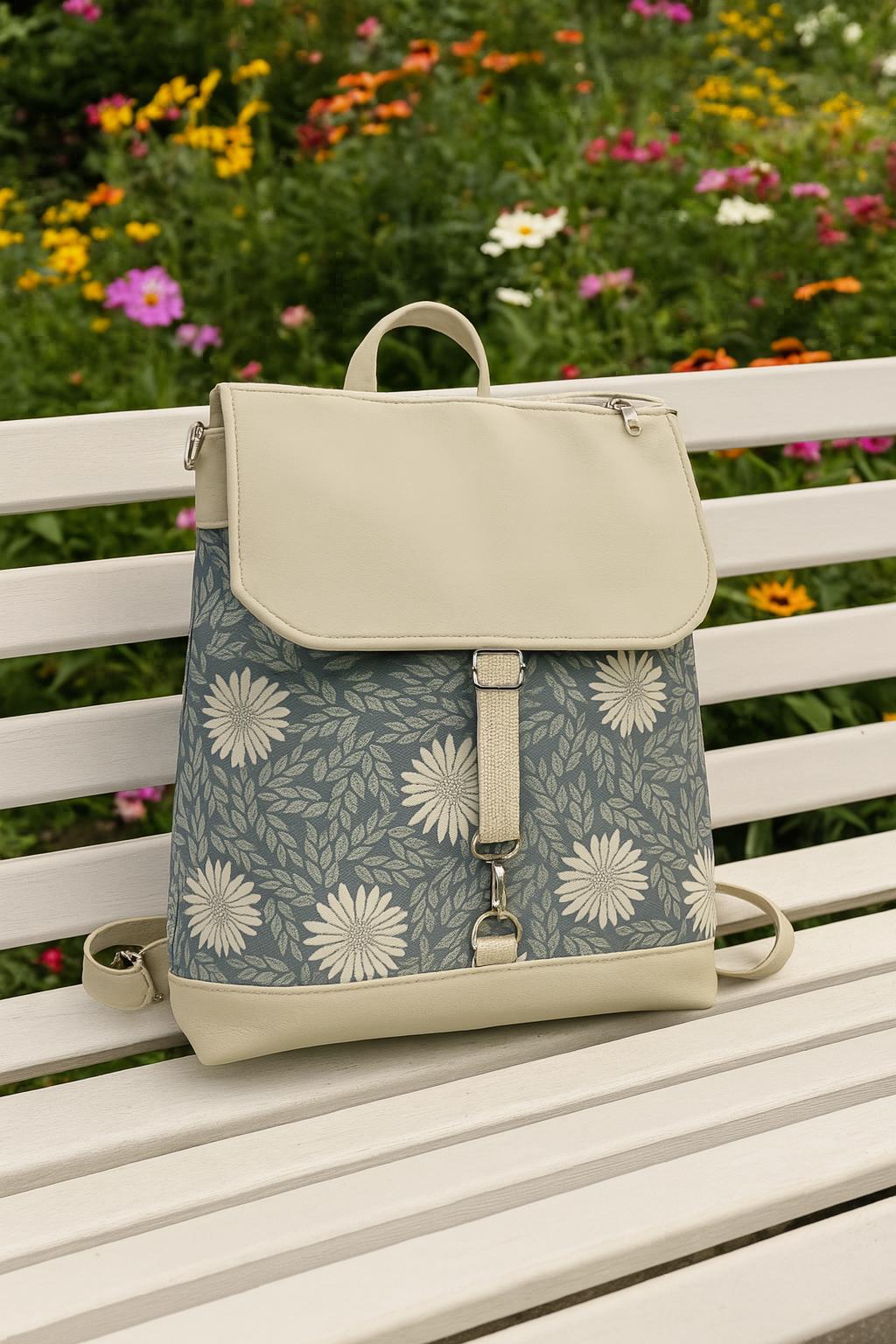 Vegan Leather Floral Backpack – Convertible Crossbody Bag  display picture 1
