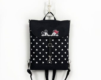 Sac à dos Mickey Mouse noir, sac Disney végétalien, sac bandoulière pour femme, sac à dos Mickey et Minnie, cadeau de Noël pour les amoureux de Mickey