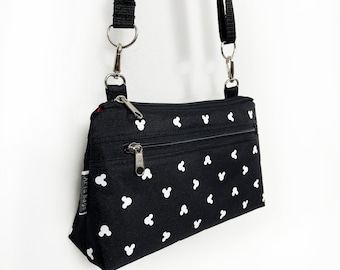 Black Mickey Mouse Crossbody Bag, Disney Fanny Pack, Mickey Shoulder Bag, Small Mickey Mouse Bag, Disney Purse for Orlando Travel, Mini Bag