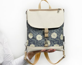 Mochila floral Daisy, bolso bandolera para mujer, mini mochila Boho, mochila personalizada, bolso vegano impermeable, regalo del día de las madres, regalo de cumpleaños