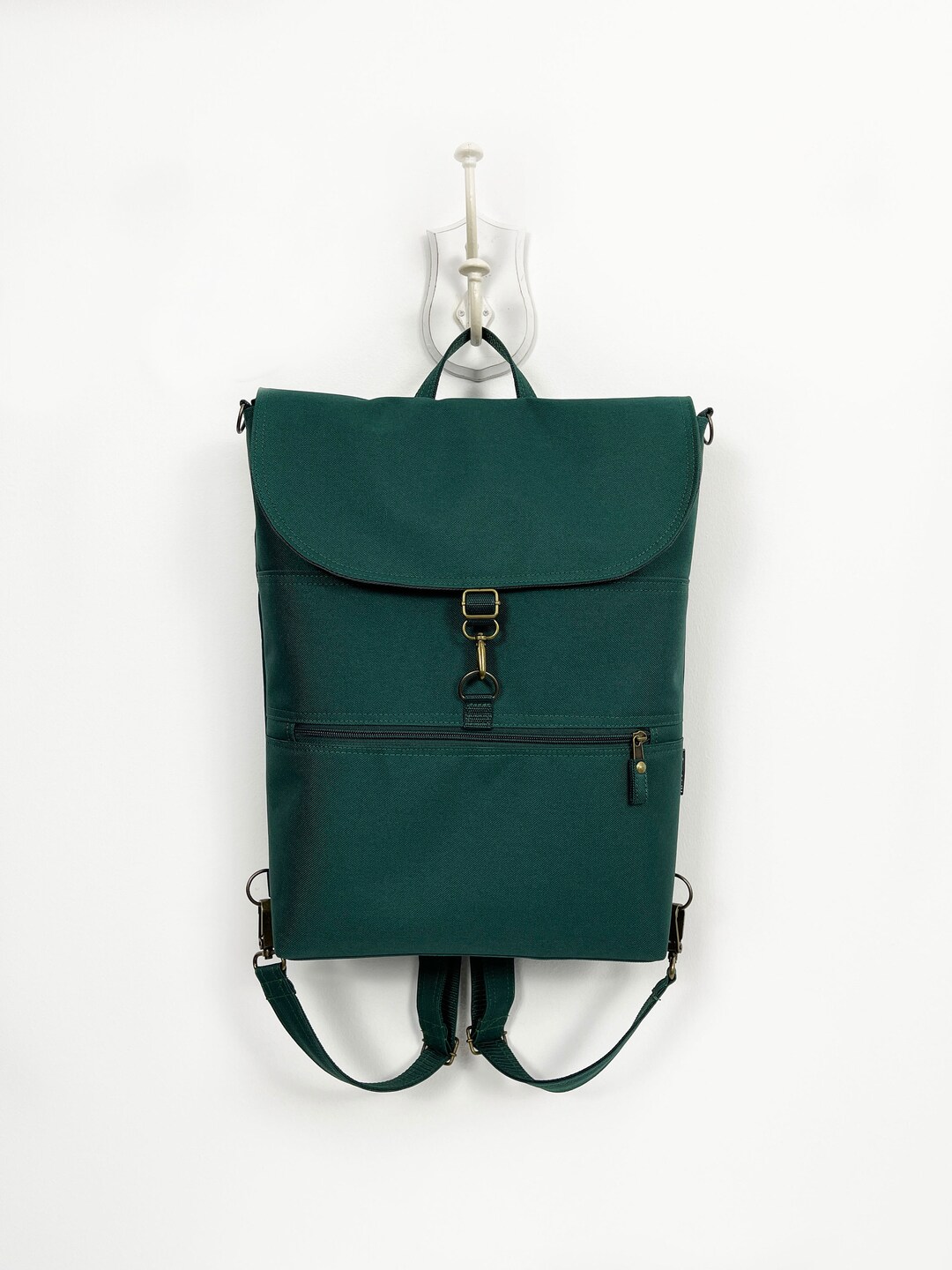 Vegan Teal Convertible Backpack: Waterproof Crossbody Shoulder Bag