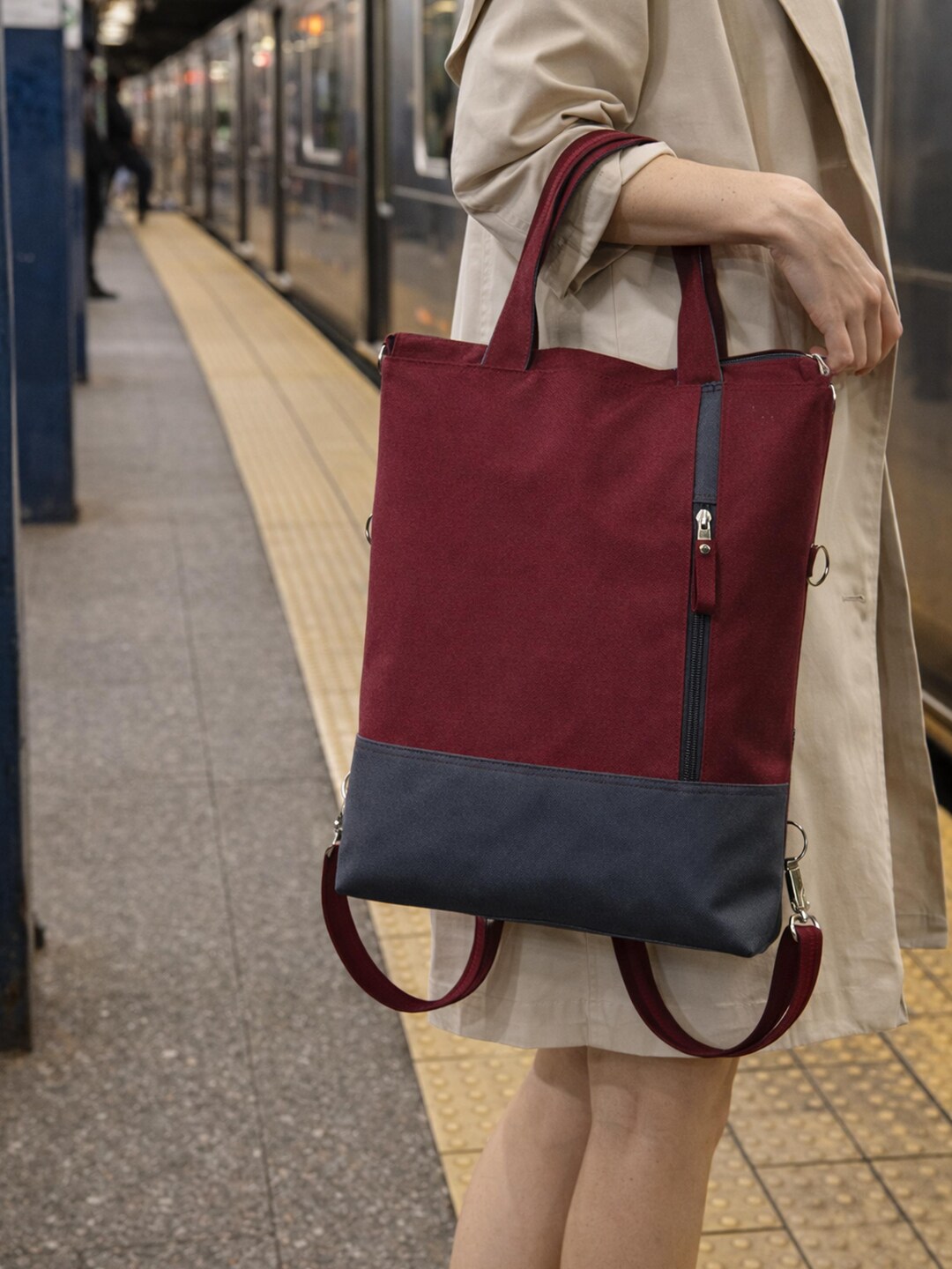 Convertible Laptop Backpack Tote Messenger 15.6\