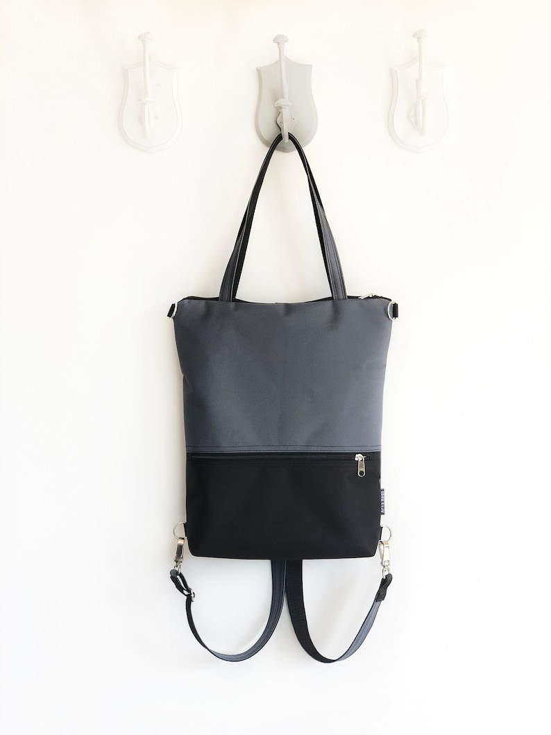 Waterproof Backpack Vegan Rucksack Slim Fit Backpack Vegan Backpack Unisex Cross Body Bag Grey Black Convertible Backpack ArisBag