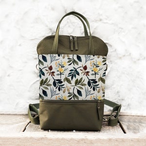 Sac à dos à fleurs Meadow pour femme, sac pour fille amoureux de la nature, tenue cottagecore verte, sac à dos imprimé pour la rentrée des classes pour femme, amoureux de la forêt