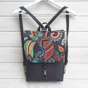 PAISLEY SLIM RUCKSACK, sac à dos imperméable bohème, sac pour ordinateur portable étudiant pour femme, sac à dos végétalien de créateur, sac à bandoulière convertible