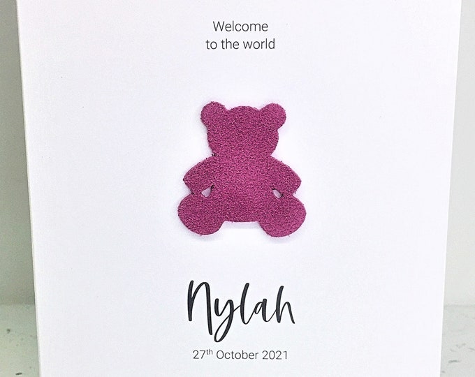 Personalised New Baby Girl Card Congratulations New Arrival Welcome to the World
