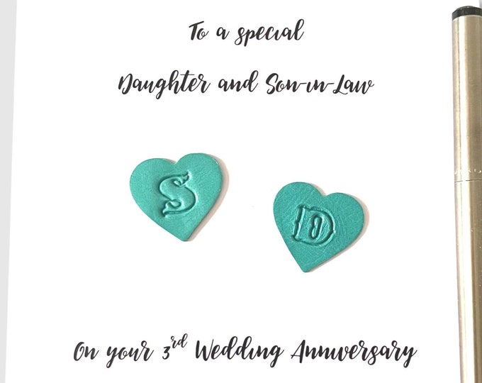 Personalised 3rd Wedding Anniversary Card Leather Anniversary Daughter Son Him Her Sister Brother