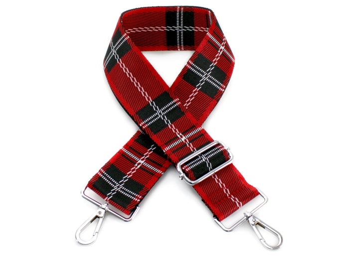 Replacement Bag Straps Red Tartan Canvas Wide Purse Straps