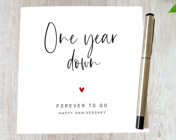 1st Wedding Anniversary Card Paper Anniversary One Year Down First Anniversary Him Her Husband Wife Little People Collection