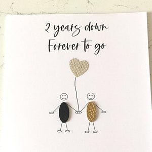 2nd Anniversary Card Cotton Wedding Anniversary Card Him Her Husband Wife 2 Years Down