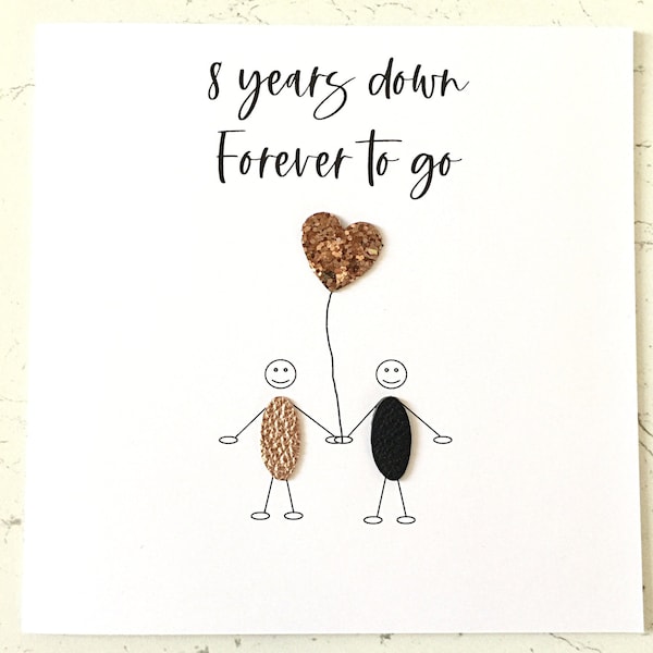 8th Wedding Anniversary Card Bronze Anniversary 8 Years Down Wife Husband Him Her