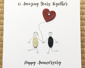 15th Wedding Anniversary Card, Crystal Anniversary, Him Her