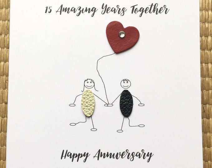 15th Wedding Anniversary Card Crystal Anniversary Card Him Her Husband Wife Little People