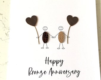 Bronze Anniversary Card 8th Wedding Anniversary 19th Anniversary Little People Him Her Couple Husband Wife