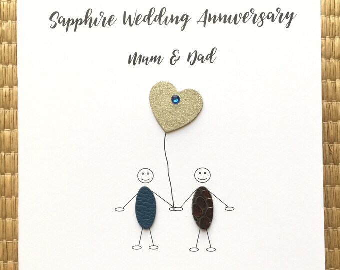 45th Wedding Anniversary Card Personalised Sapphire Anniversary Little People