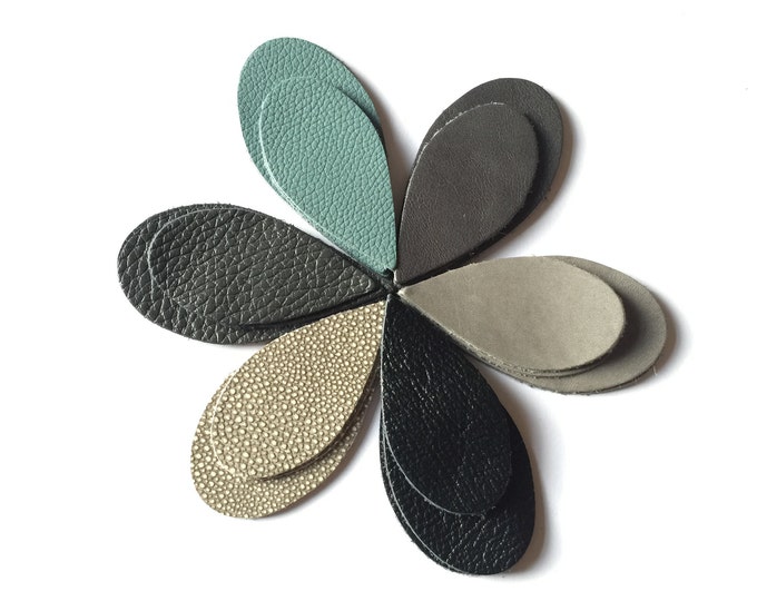 Leather Teardrop Shapes Die Cuts Grey Black Blue Teardrop for Earrings 6 / 12 Pairs 12 / 24 Pieces