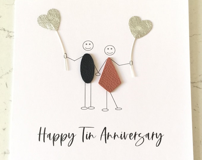 Tin Anniversary Card 10th Wedding Anniversary Card Wife Husband Him Her Couple