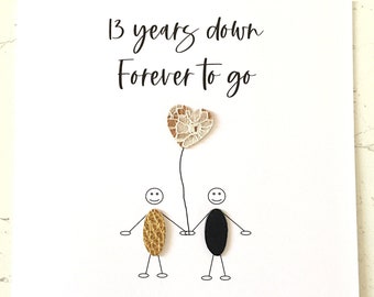 13th Wedding Anniversary Card Lace Anniversary 13 Years Down Little People
