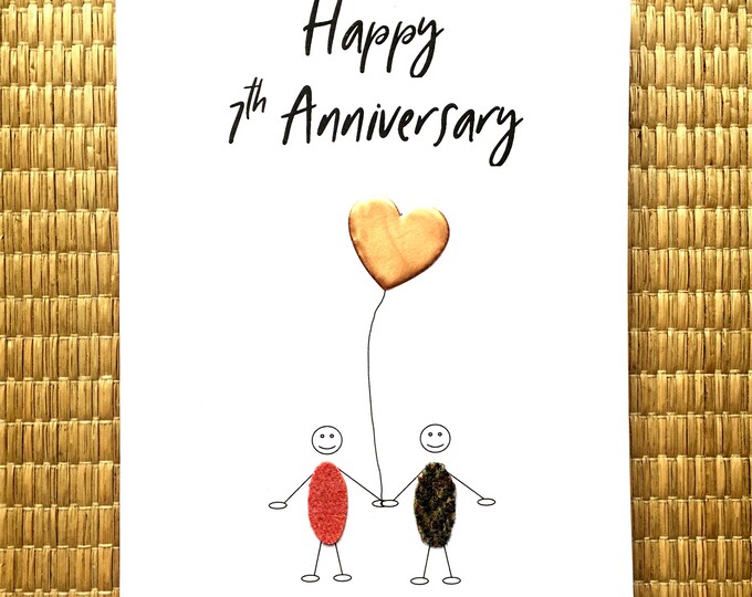 7th Wedding Anniversary Card Wool Anniversary Copper Anniversary Husband Wife Him Her Couple