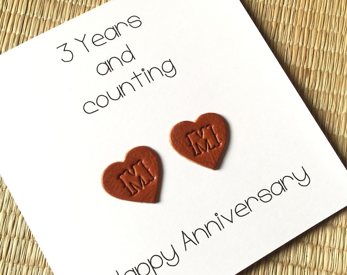 Personalised 3rd Wedding Anniversary Card Leather Anniversary Husband Wife