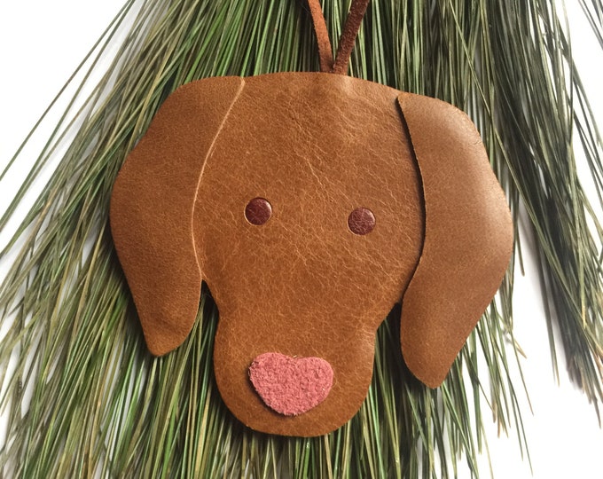 Leather Hungarian Vizsla Dog Ornament / Leather Vizsla Car Charm Decoration / Hungarian Vizsla Gift / Leather Animal Ornaments
