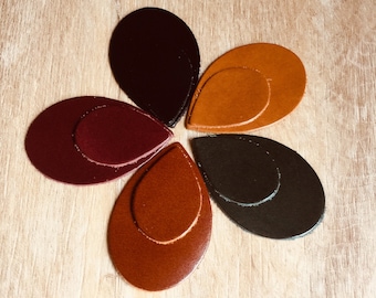 20 Pieces 10 Pairs Leather Teardrop Pieces Teardrop Die Cut Shapes for Earrings Black Tan Green Oxblood Chestnut