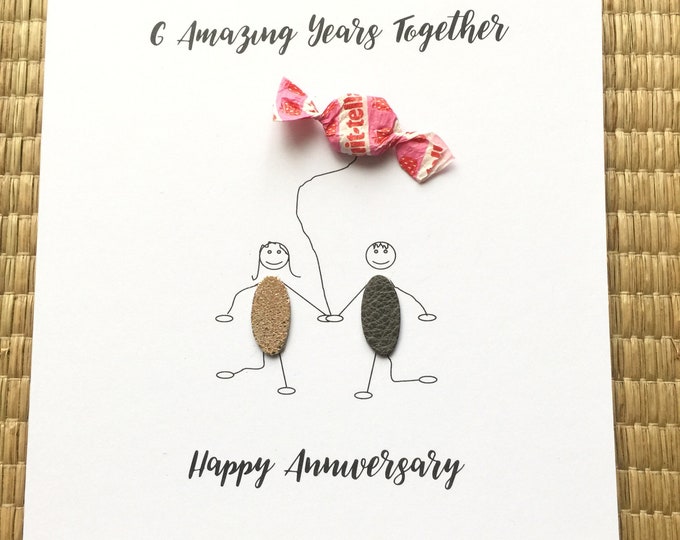 6th Wedding Anniversary Card Sugar Anniversary Card Candy Him Her Husband Wife Stick Couple