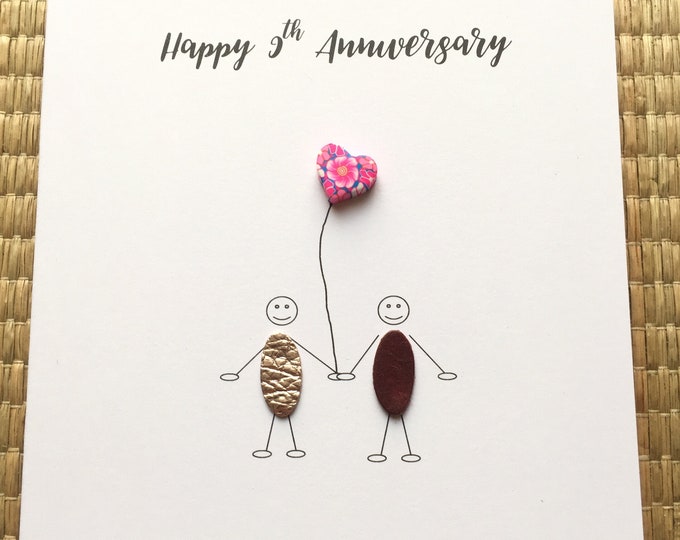 9th Wedding Anniversary Card Personalised Pottery Anniversary Card Him Her Husband Wife Stick Couple