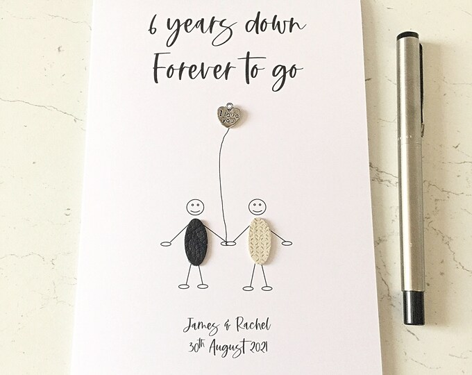 6th Wedding Anniversary Card Personalised 6 Years Down Iron Wedding Anniversary
