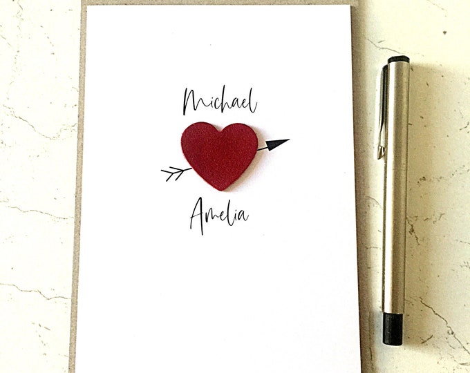 Personalised Valentine's Day Card Love Card Leather Heart