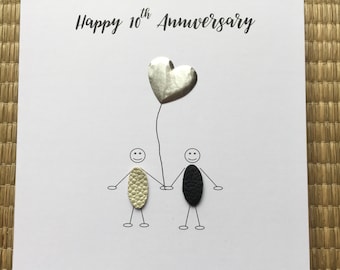 Tin Anniversary 10 Years On Your 10th Wedding Anniversary Card Rosie Posie Penguin Design For Family & Friends