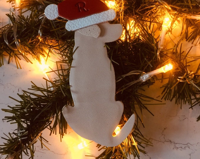 Labrador Christmas Decoration Personalised Leather Dog Ornament Handmade Lab Gifts