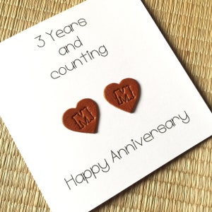 Carte personnalisée 3e anniversaire de mariage en cuir anniversaire mari femme