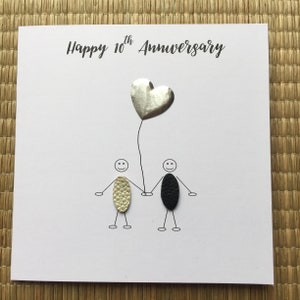 10th Wedding Anniversary Card Personalised Tin Anniversary Little People