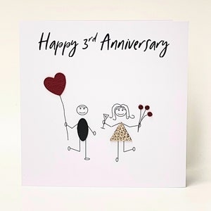 3rd Anniversary Card Leather Wedding Anniversary Husband Wife Him Her Couple Friends