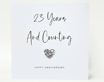 23rd Wedding Anniversary Card Silver Anniversary Card 23 Years and Counting