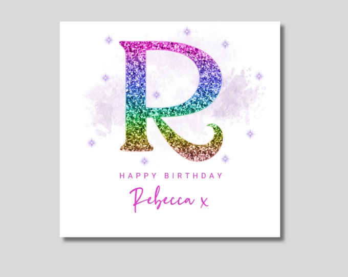 Personalised Birthday Card for Her Glitter Font