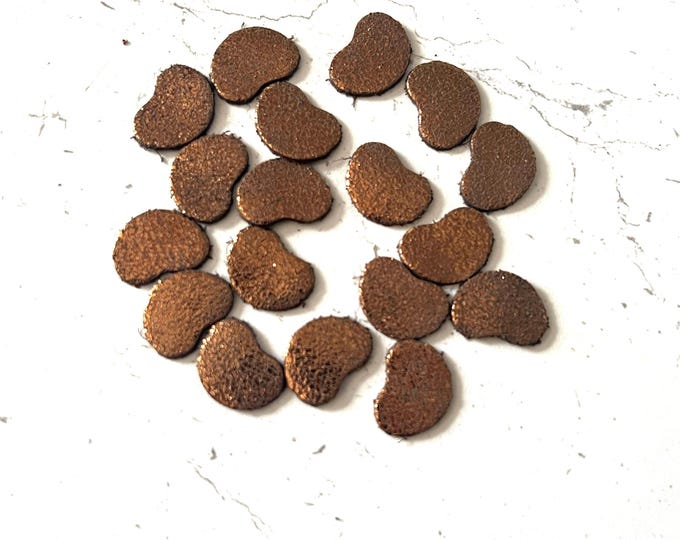 Tiny Leather Bean Earring Blanks, Metallic Brown Die Cuts (18 Pcs)