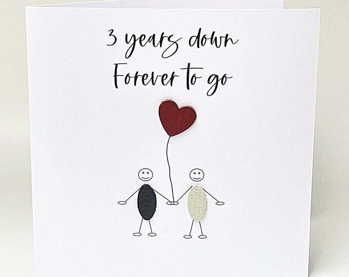 3rd Anniversary Card Leather Wedding Anniversary 3 Years Down