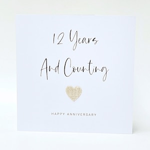 Carte 12e anniversaire de mariage Carte d'anniversaire en lin 12 ans et plus